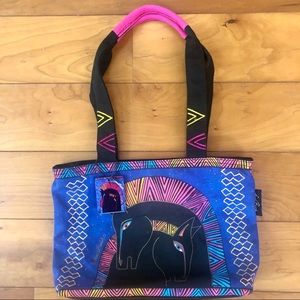 Laurel Burch Colorful Horse Tote Bag - Blue and Pink